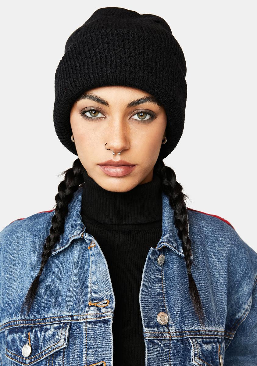 Atmosphere Black Beanie With Holes