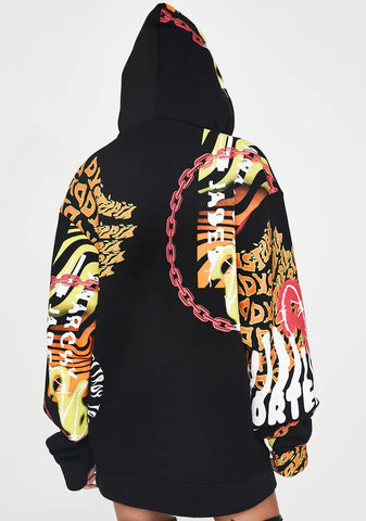 Vortex Graffiti Print Oversized Hoodie