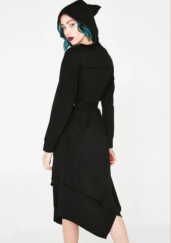 Stitching Asymmetrical Hooded Dress