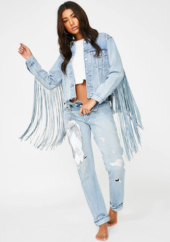 Ex Boyfriend Fringe Trucker Jacket
