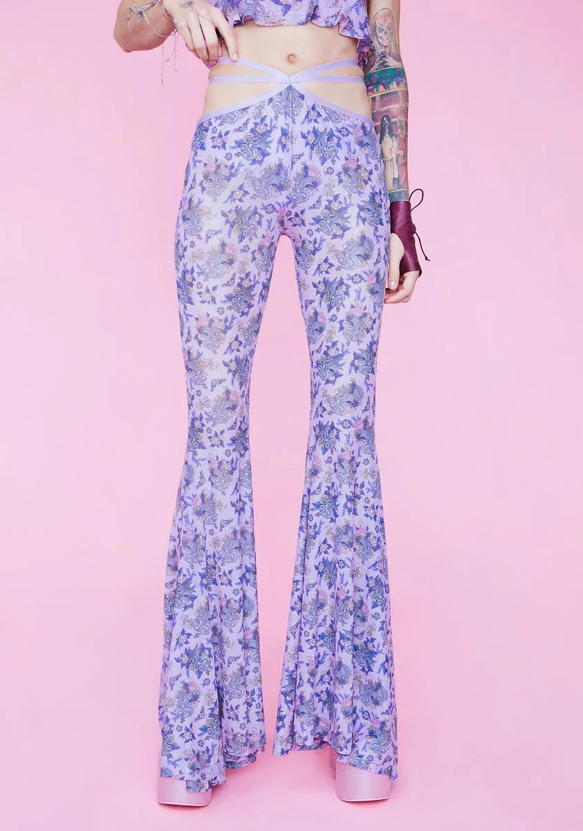Are We Human Dragon Print Bell Bottoms