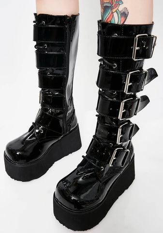 Trashville-518 Unisex Platform Knee High Boots
