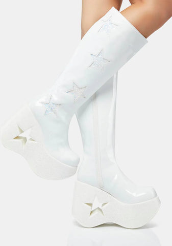 White Dynamite-218 Knee High Boots