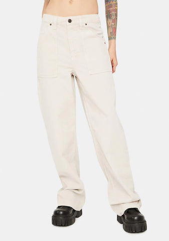 Ivory Corduroy Puddle Trousers