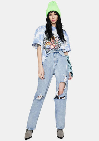 Light Wash Distressed High Waist Boyfriend Jeans