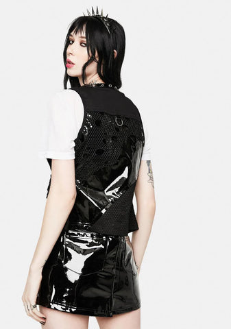 Faux Leather Studded Vest Top