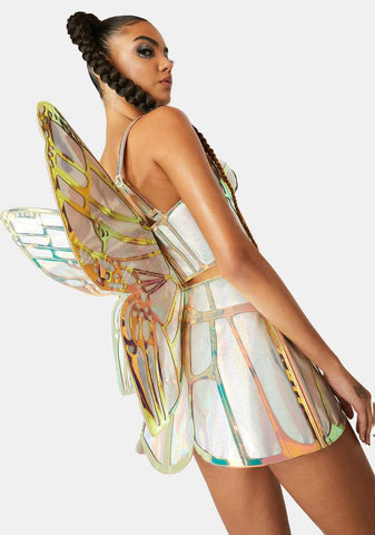 Butterfly Supreme Holographic Mini Skirt