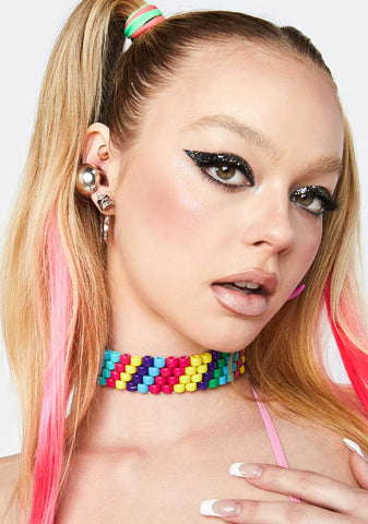 Rainbow Fanatic Beaded Choker