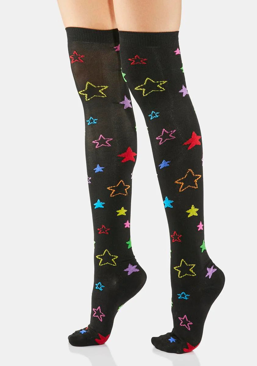 Star Grounded Thigh High Socks
