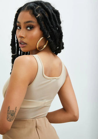 Taupe Get Lucky Mesh Corset Top