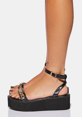 Noir New In Town Flatform Sandals