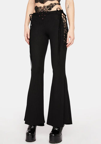 Lace Detail Flared Pants