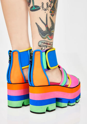 Cosmic Candy Neon Platform Sandals