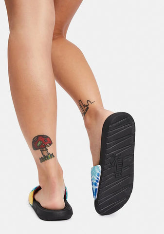Noir Cool Cat Tie Dye Slides