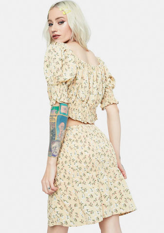 Sunny Private Beach Floral Smocked Skirt Set