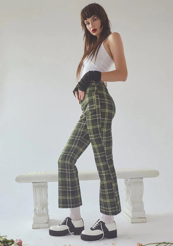 Olive Not So Innocent Plaid Pants