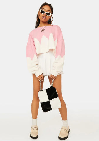 Sunset Peaks And Valleys Cropped Sweater