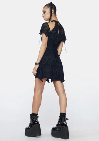 Pentagram Bust Lace Mini Dress