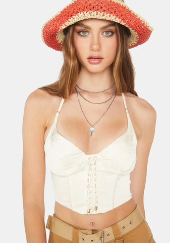 Cream I'm In Your Area Bustier Top