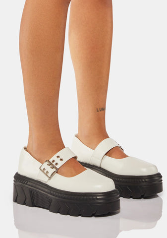 White Veritas Platform Mary Janes