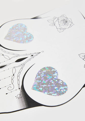 Silver Disco Ball Heart Nipple Pasties