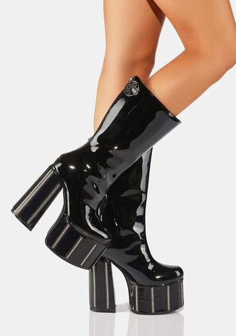 Patent Zip It Platform Boots