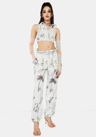 Doodle Graffiti Paperbag Waist Joggers
