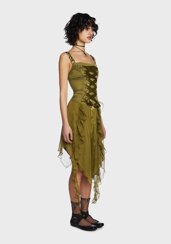 Life's No Fairytale Midi Dress - Olive