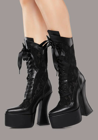 Dark Restless Angel Platform Boots