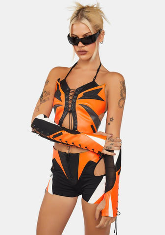 Orange Moto Lacing Cuffs