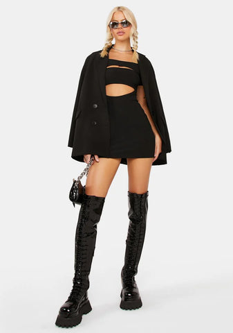 Ribbed Cut-Out Mini Dress