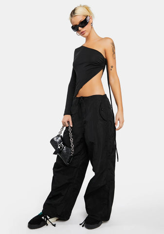 Black Rian Nylon Cargo Pants