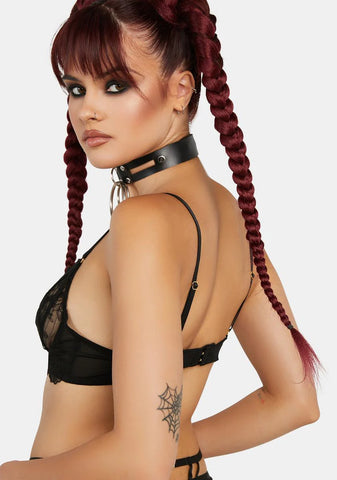 x Hustler Isa Black Graphic Lace Bra