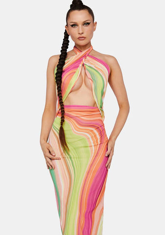 Spring Wave Tana Wrap Midi Dress