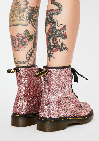 Pink 1460 Farrah Glitter Boots