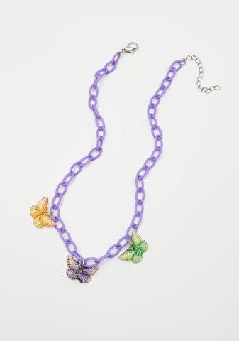 Lilac Flyin' High Butterfly Chain Necklace