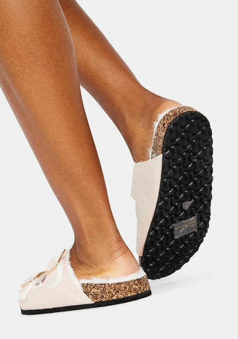 Lazy Days Fuzzy Buckle Slides