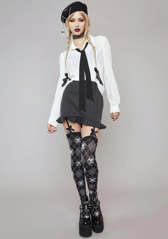 Bad Impression Pinstripe Garter Skirt