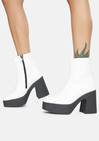 White Mazikeen Vegan Leather Platform Boots