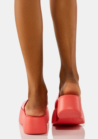 Pink Platform Slide Sandals