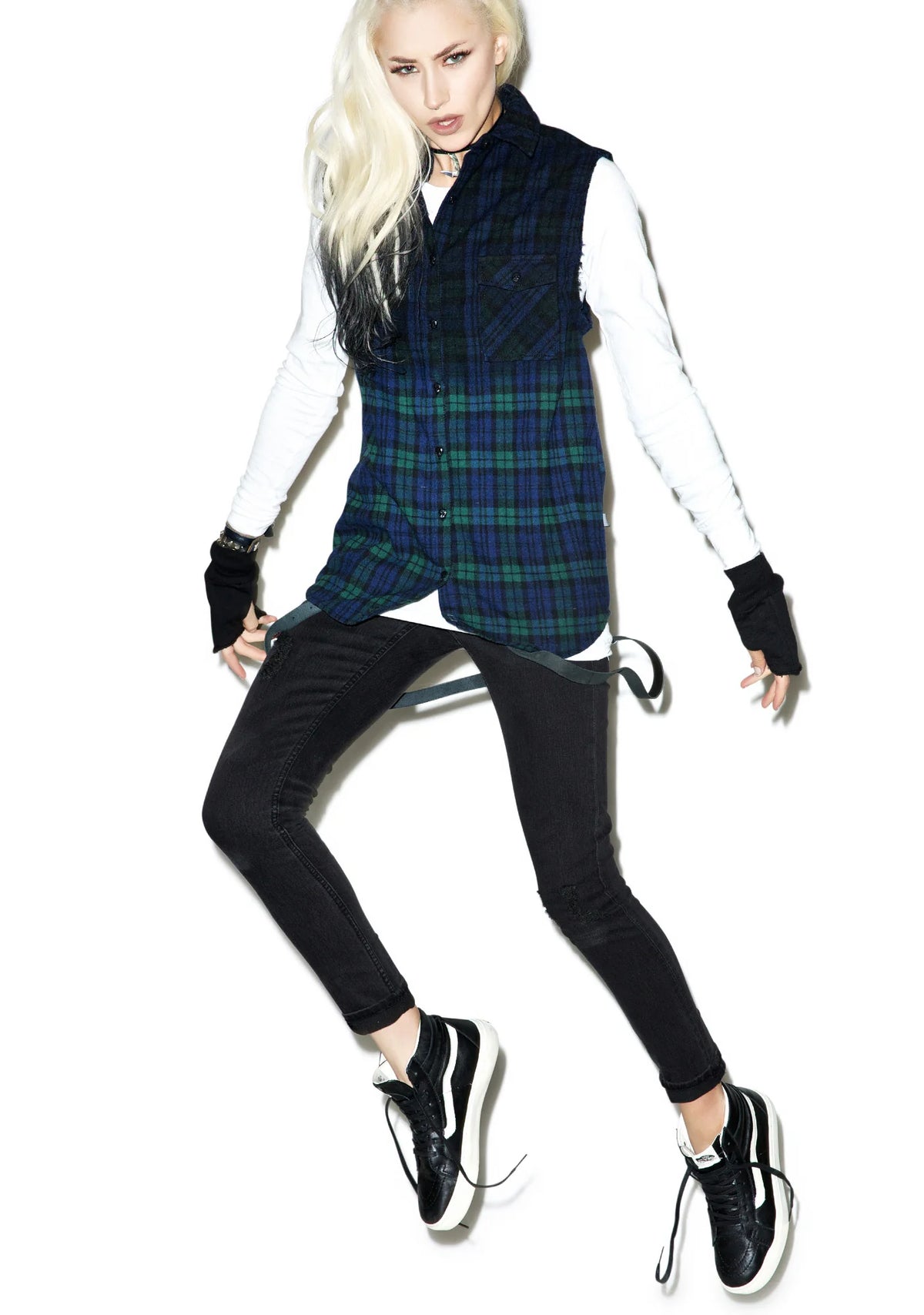 Dip Dye Sleeveless Flannel