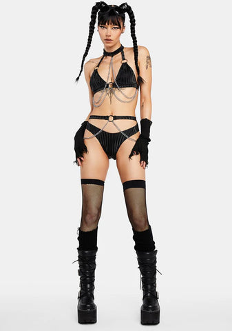 Illusion Stripe Cut-Out Booty Shorts