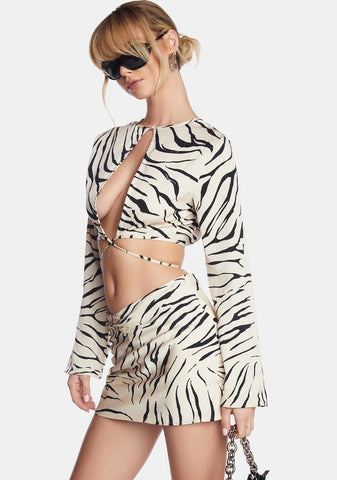 Zebra Cream Skirt Set