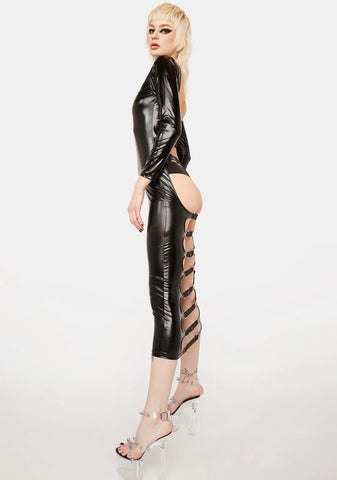 Backed Up Vegan Leather Dress