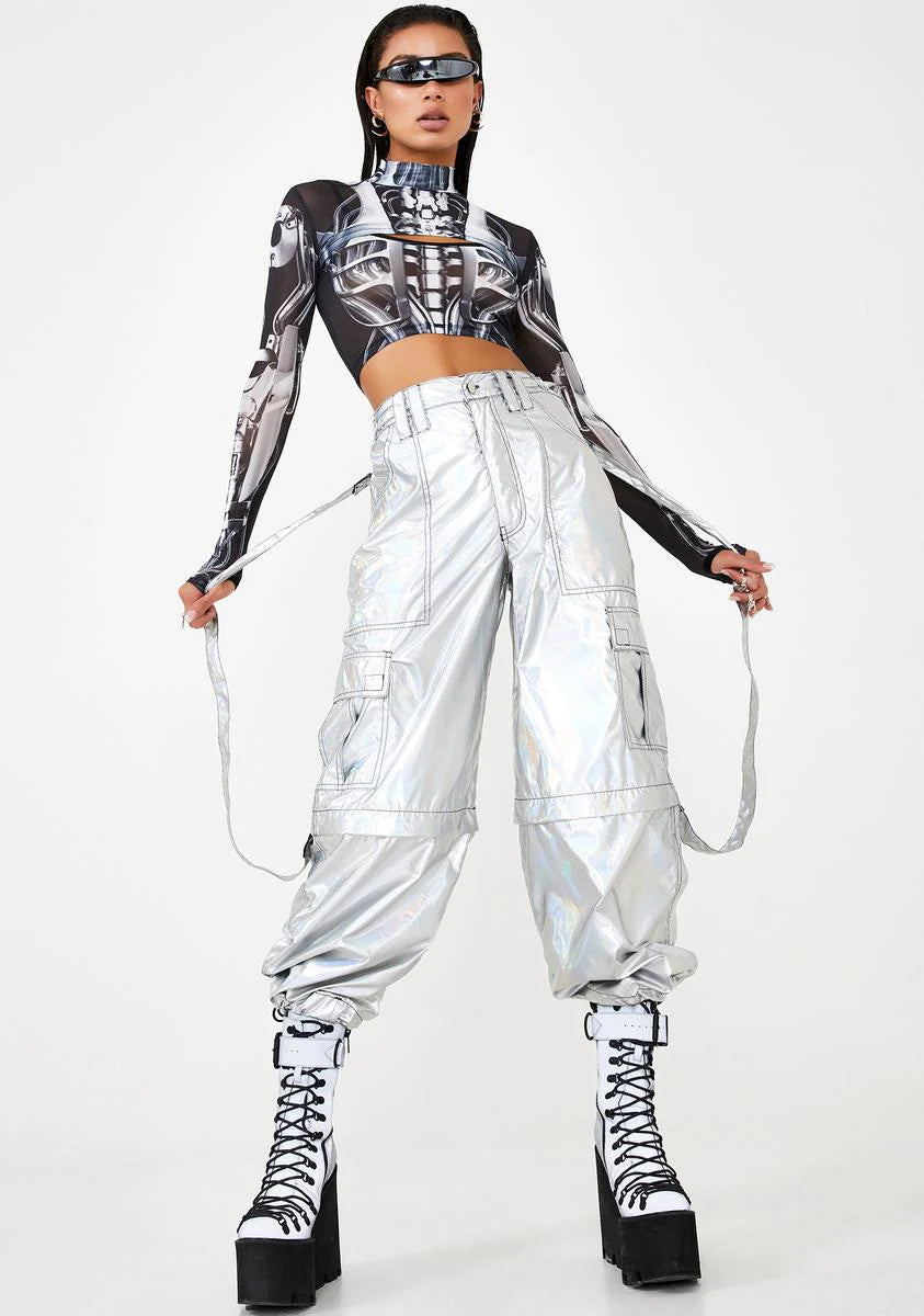Rave Action Holographic Cargo Pants