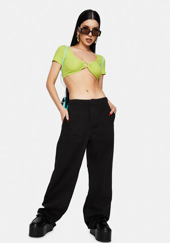 Black Tammy High Waisted Wide Leg Pants