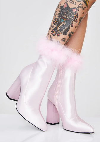 Luv Me Or Hate Me Marabou Boots - Pink