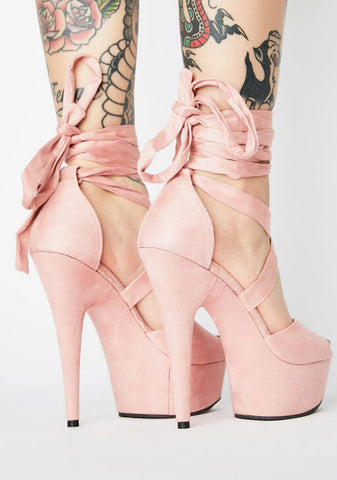 Blush Plush Strut Platform Heels