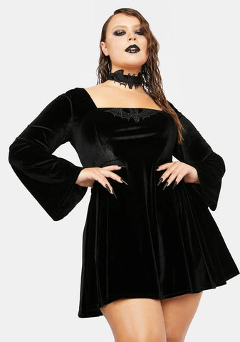 Plus All Bats Are Off Velvet Dress Set