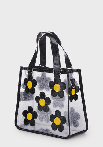 Diggin' Ur Stems Floral Tote Bag - Black